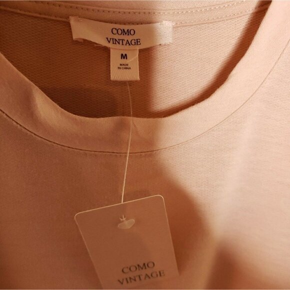 Como Womens New Short Sleeve Pink Front Knot Knit Top Medium - Picture 4 of 6